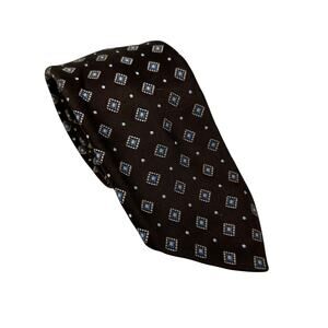 Vintage Givenchy Necktie Mens One Size Brown Blue Square Dot Print